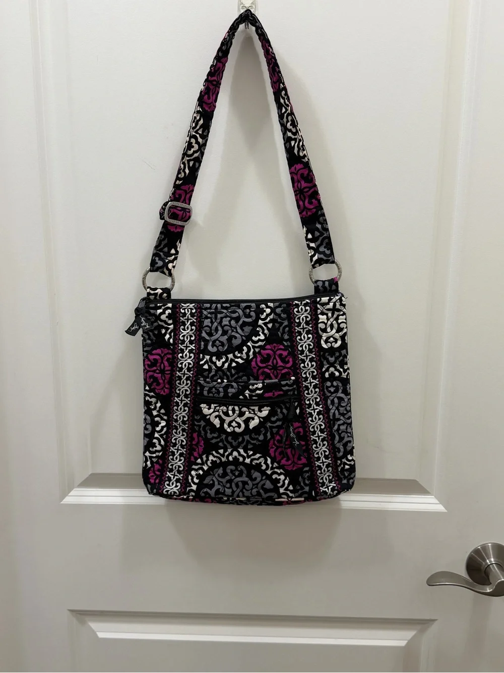 Vera Bradley Black, Gray & Magenta Quilted Crossbody Bag